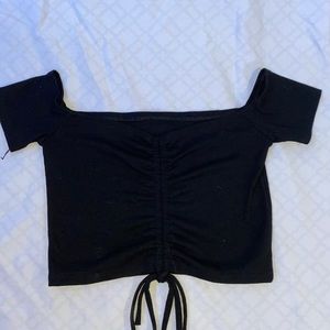 Adjustable tie black crop top